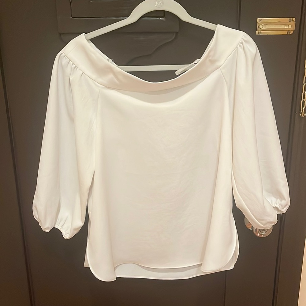 White tibi off the shoulder blouse